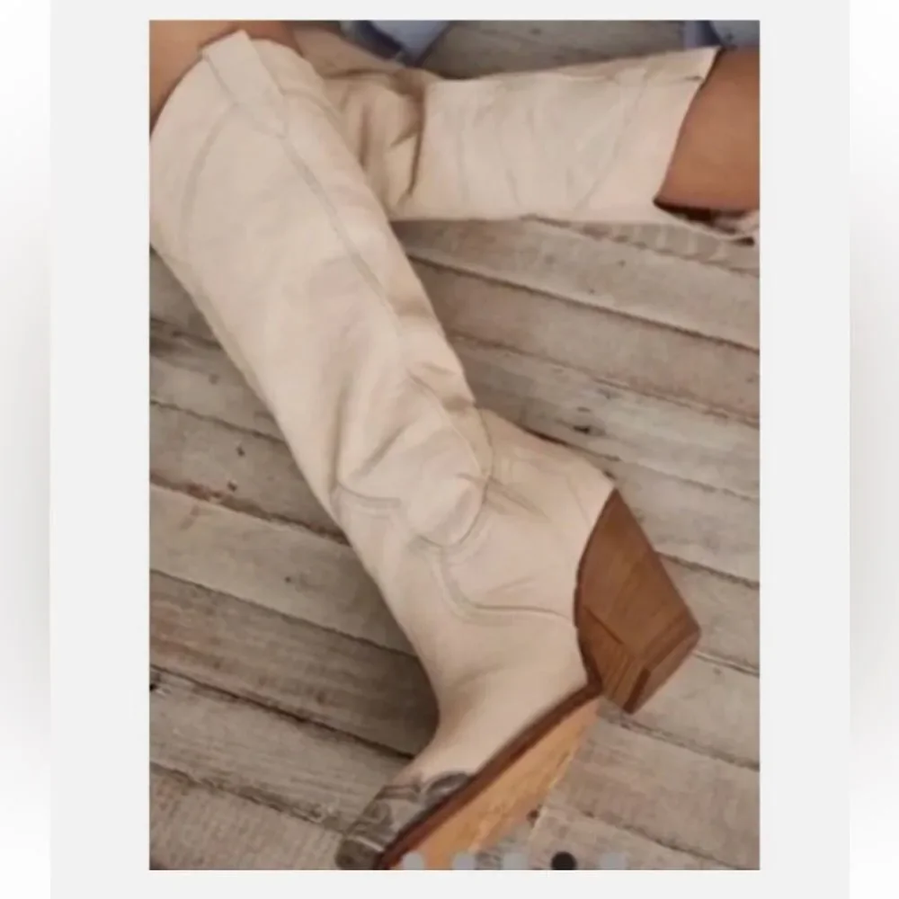 Free People Brayden Tall Boots in Bone Size 39